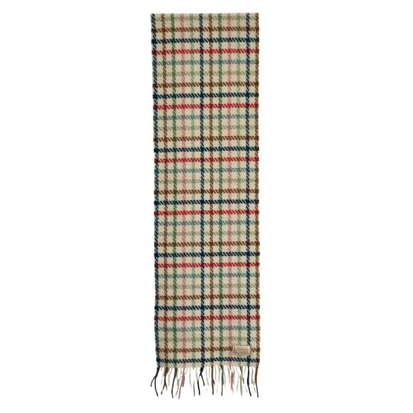 Coach Poppy Plaid Tattersall Fringe Muffler Wool Cashmere Oblong Knit Scarf Wrap - Picture 4 of 7